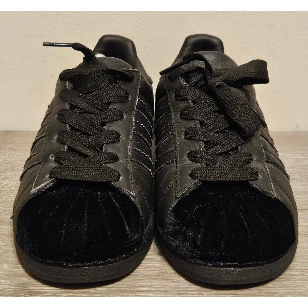 Adidas Originals Superstar 80s Velvet Black Leather Sneakers CG6011 Size 7